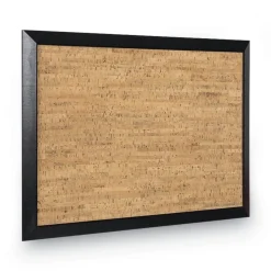 MasterVision 24 in. x 18 in. Natural Cork Bulletin Board - Tan Surface/Black Wood Frame
