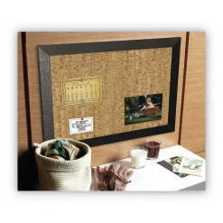 MasterVision 24 in. x 18 in. Natural Cork Bulletin Board - Tan Surface/Black Wood Frame