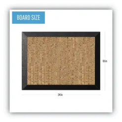 MasterVision 24 in. x 18 in. Natural Cork Bulletin Board - Tan Surface/Black Wood Frame