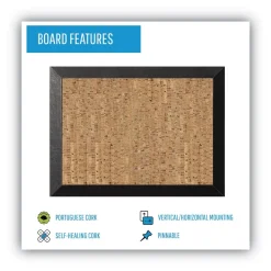 MasterVision 36 in. x 24 in. Natural Cork Bulletin Board - Tan Surface/Black Wood Frame