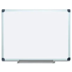 MasterVision 36 in. x 48 in. Porcelain Value Dry Erase Board - White Surface/Satin Aluminum Frame