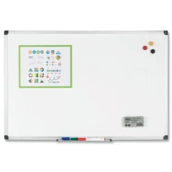 MasterVision 36 in. x 48 in. Porcelain Value Dry Erase Board - White Surface/Satin Aluminum Frame
