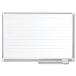MasterVision 48 in. x 36 in. Ruled Magnetic Steel Dry Erase Planning Board - White Surface/Satin Aluminum Frame