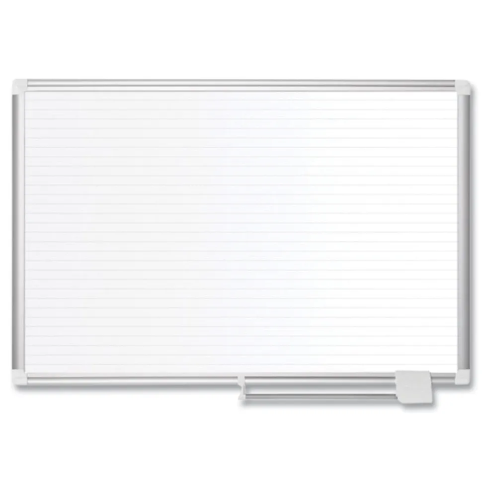 MasterVision 48 in. x 36 in. Ruled Magnetic Steel Dry Erase Planning Board - White Surface/Satin Aluminum Frame