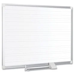 MasterVision 48 in. x 36 in. Ruled Magnetic Steel Dry Erase Planning Board - White Surface/Satin Aluminum Frame