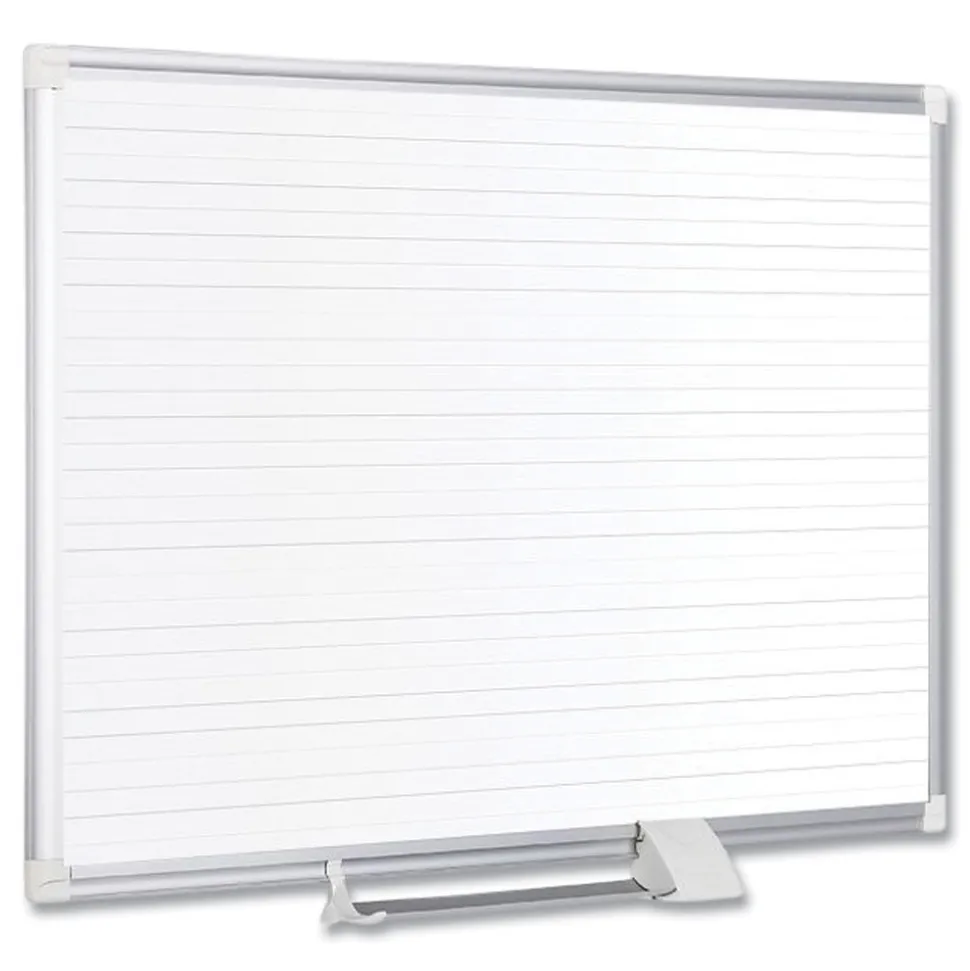 MasterVision 48 in. x 36 in. Ruled Magnetic Steel Dry Erase Planning Board - White Surface/Satin Aluminum Frame