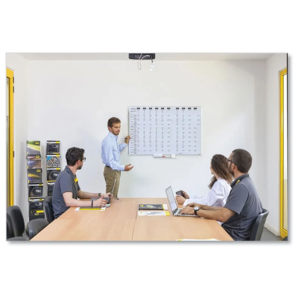 MasterVision 48 in. x 36 in. Ruled Magnetic Steel Dry Erase Planning Board - White Surface/Satin Aluminum Frame