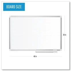 MasterVision 48 in. x 36 in. Ruled Magnetic Steel Dry Erase Planning Board - White Surface/Satin Aluminum Frame