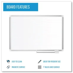 MasterVision 48 in. x 36 in. Ruled Magnetic Steel Dry Erase Planning Board - White Surface/Satin Aluminum Frame