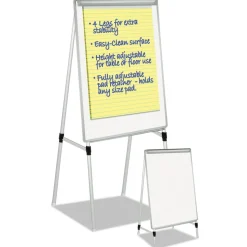 MasterVision 28 in. x 39.5 in. Silver Easy Clean Dry Erase Quad-Pod Presentation Easel - White Surface/Black/Satin Aluminum Frame