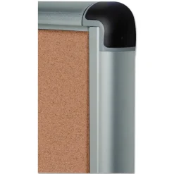 MasterVision 28 in. x 38 in. Slim-Line Enclosed Cork Bulletin Board with One Door - Tan Surface/Satin Aluminum Frame