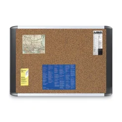 MasterVision 48 in. x 36 in. Tech Cork Board - Tan Surface, Silver/Black Aluminum Frame