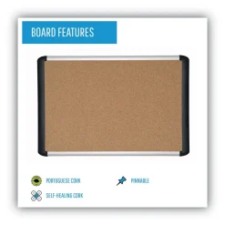 MasterVision 48 in. x 36 in. Tech Cork Board - Tan Surface, Silver/Black Aluminum Frame