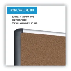 MasterVision 48 in. x 36 in. Tech Cork Board - Tan Surface, Silver/Black Aluminum Frame