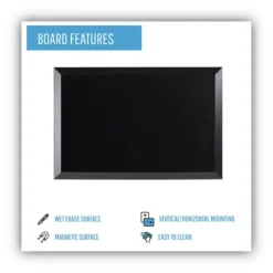 MasterVision 36 in. x 24 in. Wood Frame Kamashi Wet-Erase Board - Black