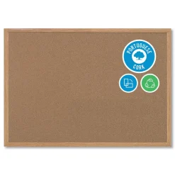 MasterVision 36 in. x 24 in. Wood Frame Earth Cork Board - Tan/Oak