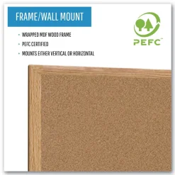 MasterVision 36 in. x 24 in. Wood Frame Earth Cork Board - Tan/Oak