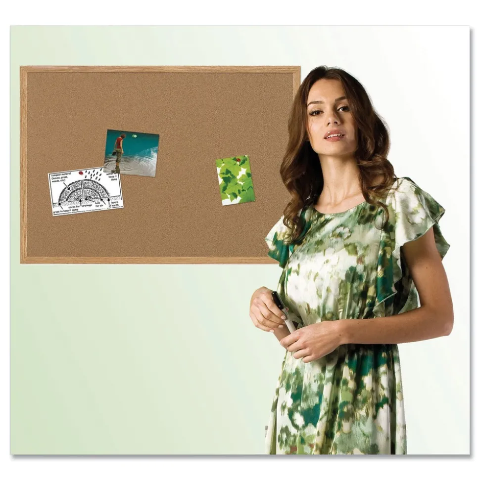 MasterVision 36 in. x 24 in. Wood Frame Earth Cork Board - Tan/Oak
