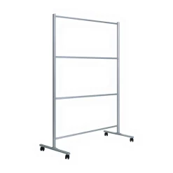MasterVision 49 in. x 22 in. x 69 in. Protector Series Mobile Glass Panel Divider - Clear/Aluminum
