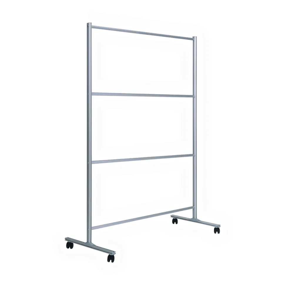 MasterVision 49 in. x 22 in. x 69 in. Protector Series Mobile Glass Panel Divider - Clear/Aluminum