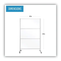 MasterVision 49 in. x 22 in. x 69 in. Protector Series Mobile Glass Panel Divider - Clear/Aluminum
