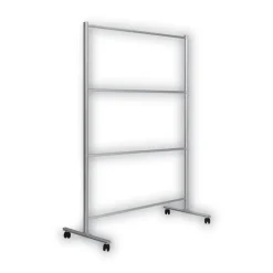 MasterVision 49 in. x 22 in. x 81 in. Protector Series Mobile Glass Panel Divider - Clear/Aluminum