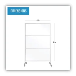 MasterVision 49 in. x 22 in. x 81 in. Protector Series Mobile Glass Panel Divider - Clear/Aluminum