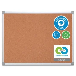 MasterVision Earth 24 in. x 18 in. Cork Board - Tan Surface/Satin Aluminum Frame