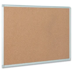 MasterVision Earth 24 in. x 18 in. Cork Board - Tan Surface/Satin Aluminum Frame