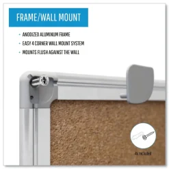 MasterVision Earth 24 in. x 18 in. Cork Board - Tan Surface/Satin Aluminum Frame
