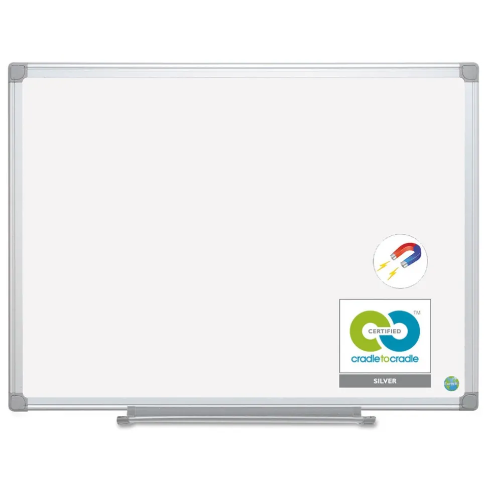 MasterVision Earth Silver 48 in. x 36 in. Easy Clean Magnetic Dry Erase Boards - White Surface/Satin Aluminum Frame