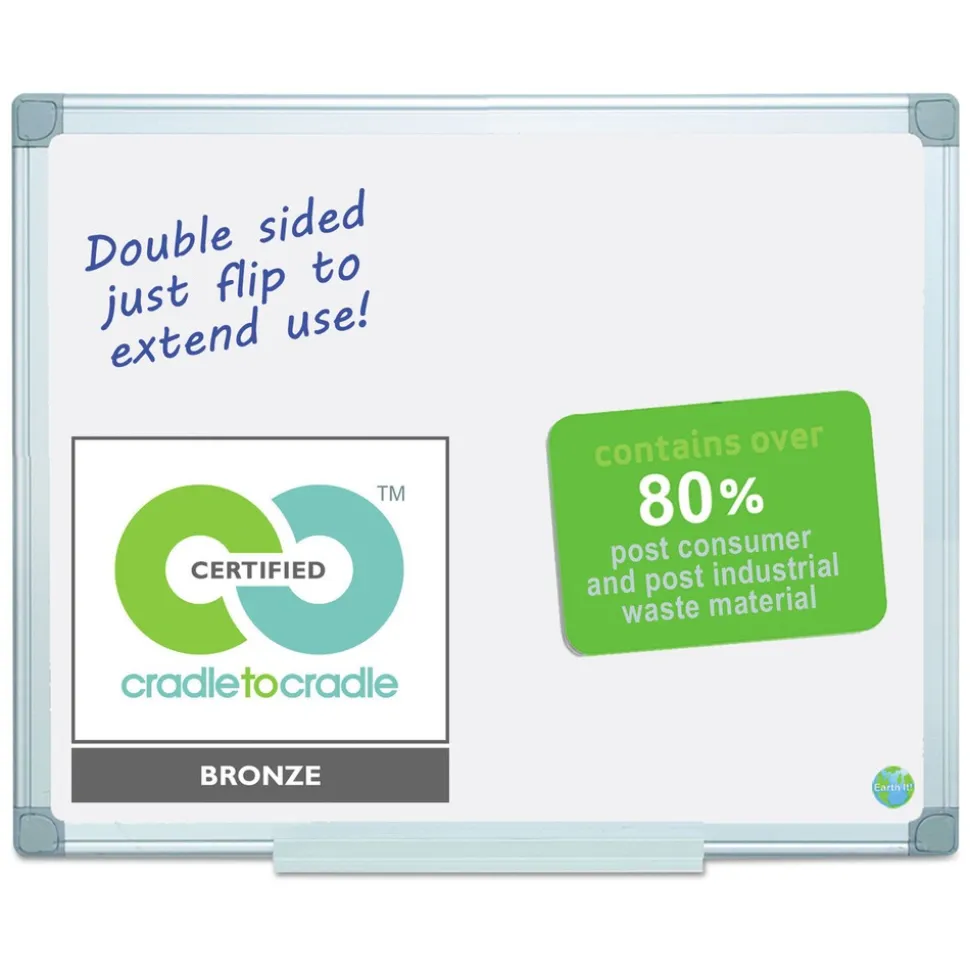 MasterVision Earth Silver 36 in. x 24 in. Easy Clean Dry Erase Boards - White Surface/Satin Aluminum Frame