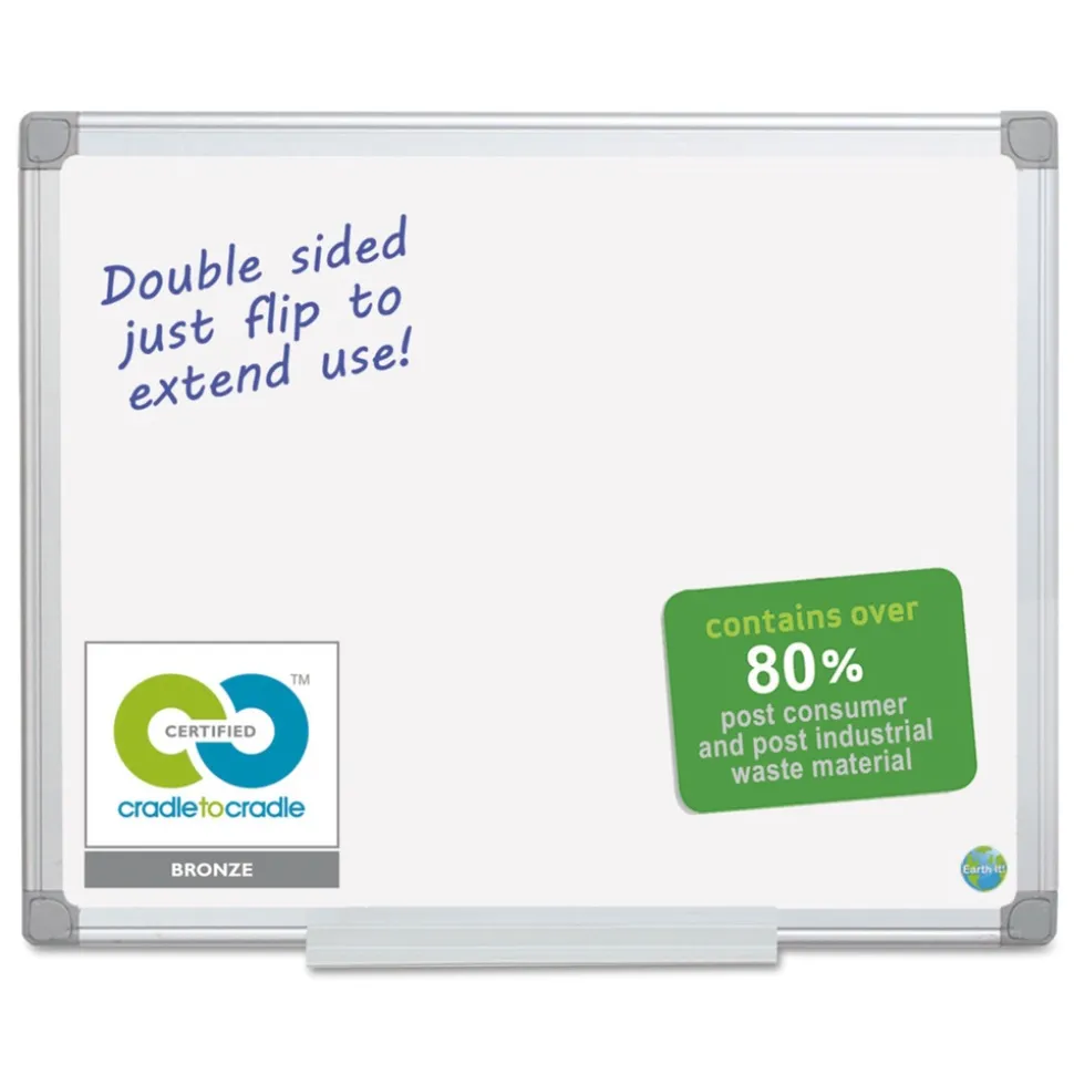 MasterVision Earth Silver 36 in. x 24 in. Easy Clean Dry Erase Boards - White Surface/Satin Aluminum Frame