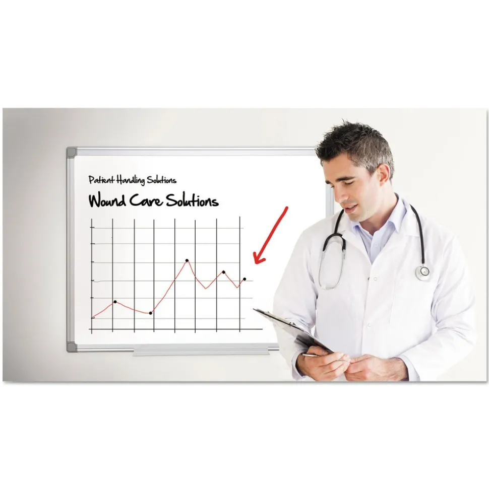 MasterVision Earth Silver 36 in. x 24 in. Easy Clean Magnetic Dry Erase Boards - White Surface/Satin Aluminum Frame