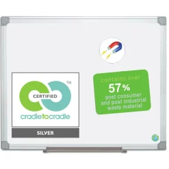 MasterVision Earth Silver 36 in. x 24 in. Easy Clean Magnetic Dry Erase Boards - White Surface/Satin Aluminum Frame