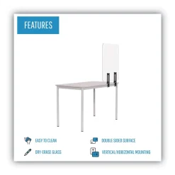 MasterVision GL0801393 Protector Series 47.2 in. x 0.16 in. x 35.4 in. Frameless Glass Desktop Divider - Clear/Aluminum (1/Carton)