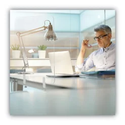 MasterVision GL0801393 Protector Series 47.2 in. x 0.16 in. x 35.4 in. Frameless Glass Desktop Divider - Clear/Aluminum (1/Carton)