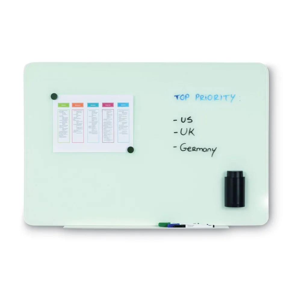 MasterVision Lago 48 in. x 36 in. Magnetic Glass Dry Erase Board - Opaque White