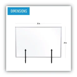 MasterVision Protector Series 35.4 in. x 0.16 in. x 23.6 in. Glass Aluminum Desktop Divider - Clear (1/Carton)