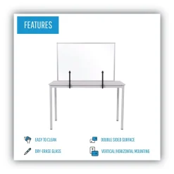 MasterVision Protector Series 40.9 in. x 0.16 in. x 27.6 in. Glass Aluminum Desktop Divider - Clear (1/Carton)