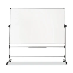 MasterVision Silver Easy Clean 36 in. x 48 in. Steel Frame Mobile Revolver Earth Dry Erase Board - White/Silver