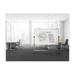MasterVision Silver Easy Clean 36 in. x 48 in. Steel Frame Mobile Revolver Earth Dry Erase Board - White/Silver