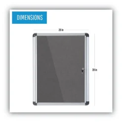 MasterVision Slim-Line 28 in. x 38 in. Enclosed Fabric One Door Bulletin Board - Gray