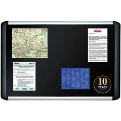 MasterVision SoftTouch 48 in. x 36 in. Aluminum Frame Fabric Surface Bulletin Board - Black
