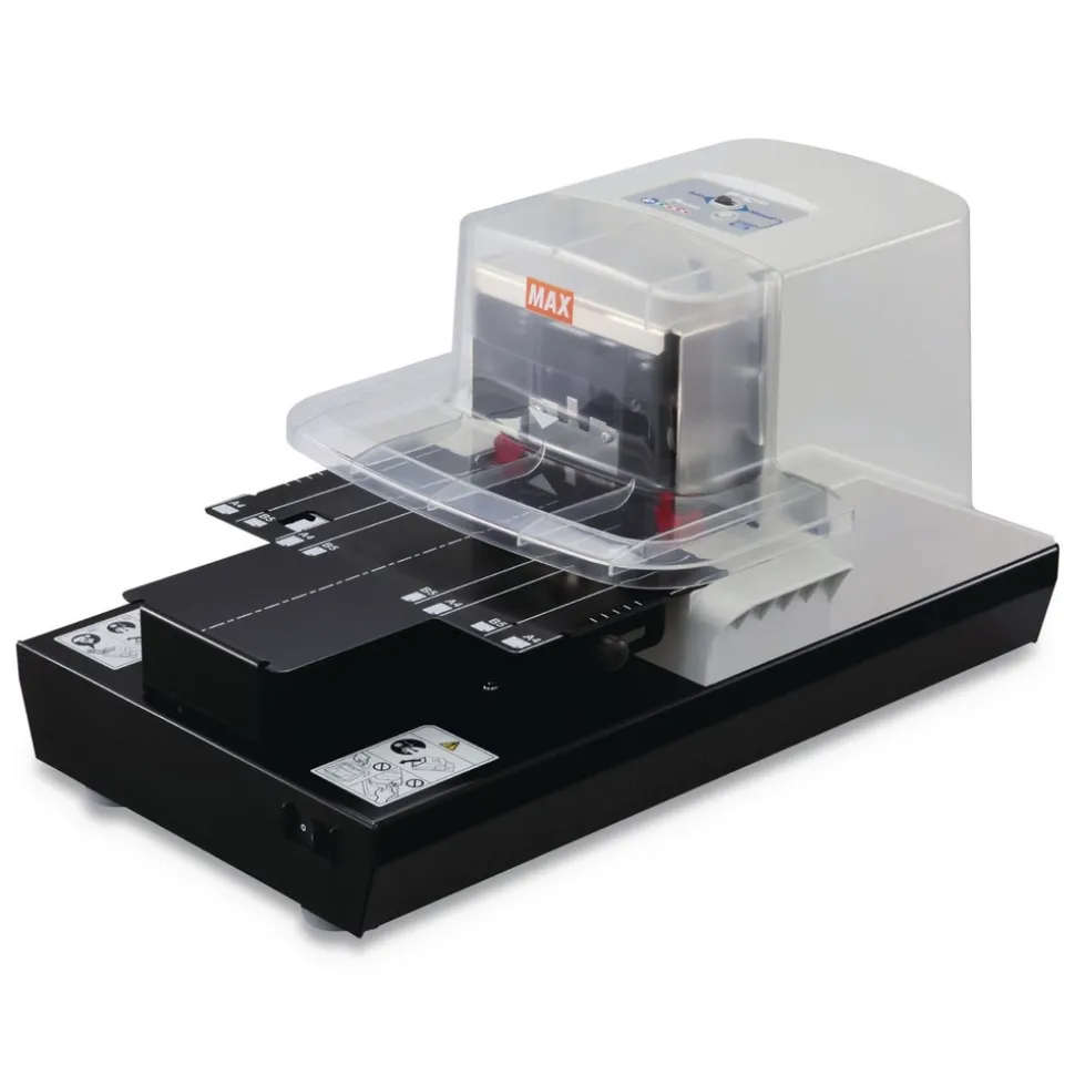 MAX 100-Sheet Capacity Professional Heavy Duty Flat Clinch Stapler - Gray