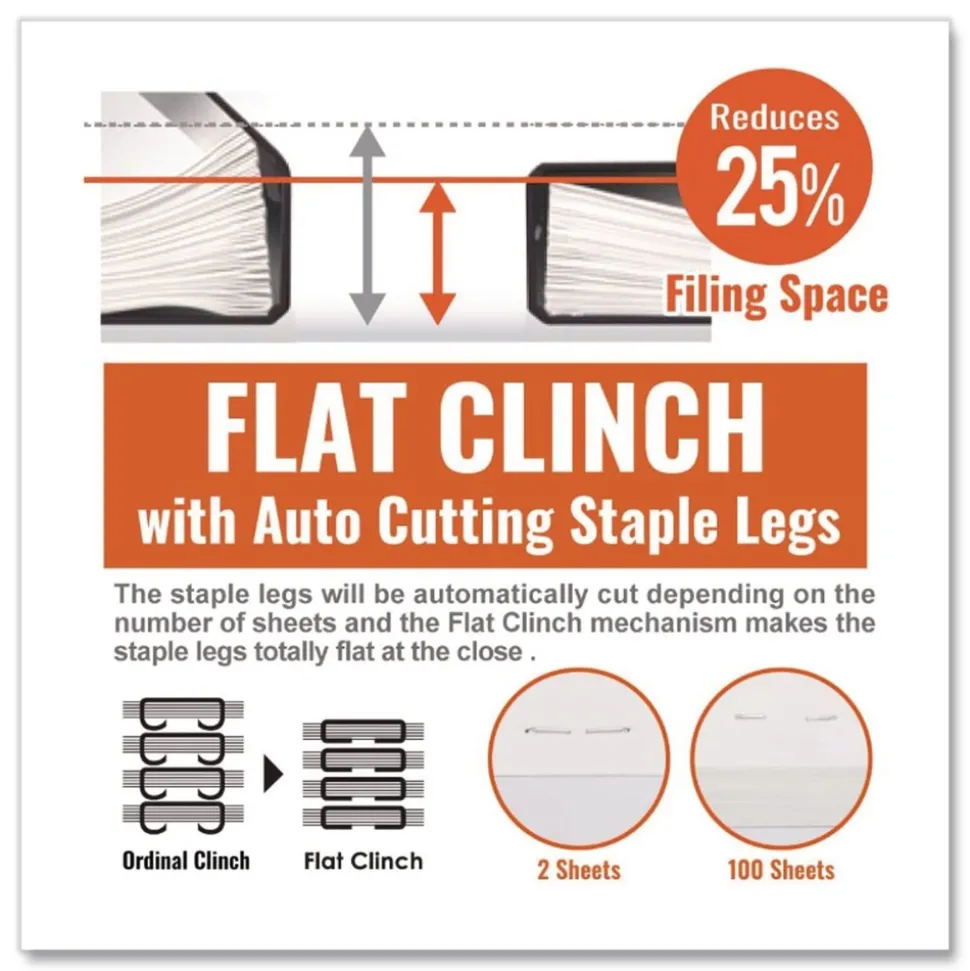 MAX 100-Sheet Capacity Professional Heavy Duty Flat Clinch Stapler - Gray