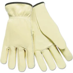 MCR Safety Full Leather Cow Grain Driver Gloves - Large, Tan (12 Pairs)