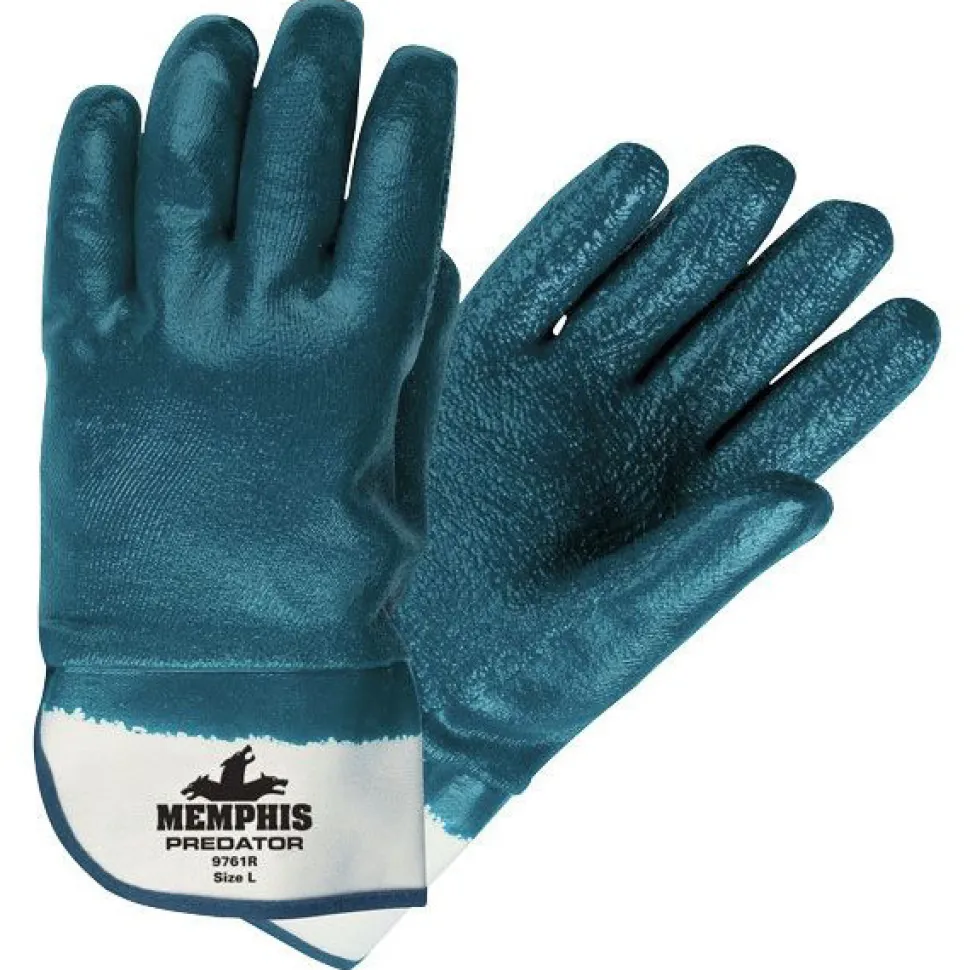 MCR Safety 24-Piece Predator Premium Nitrile-Coated Gloves - Large, Blue/White