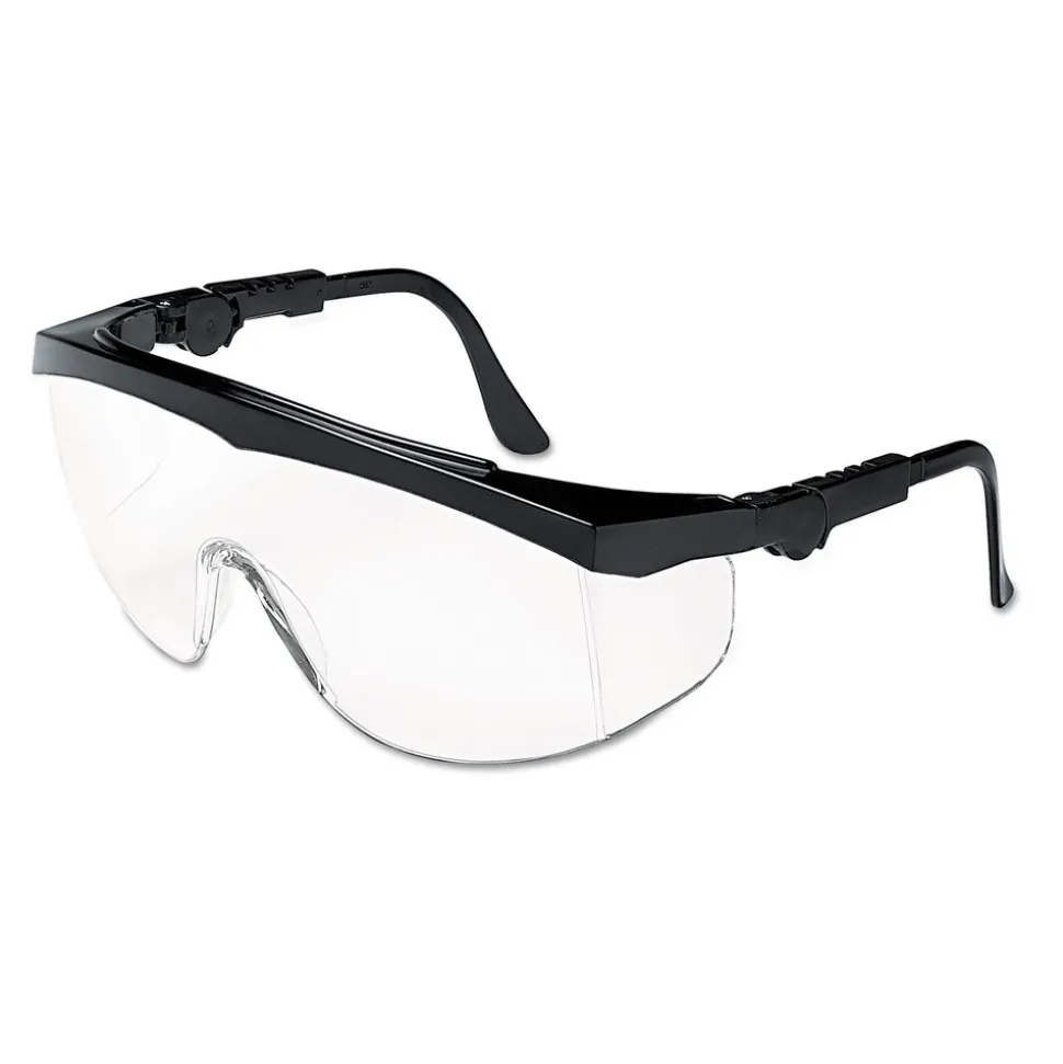 MCR Safety Tomahawk Wraparound Safety Glasses with Black Nylon Frame - Clear (12/Box)
