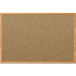 Mead 48 in. x 36 in. Economy Cork Board with Oak Frame - Tan Surface/Oak Finished Fiberboard (MDF) Frame